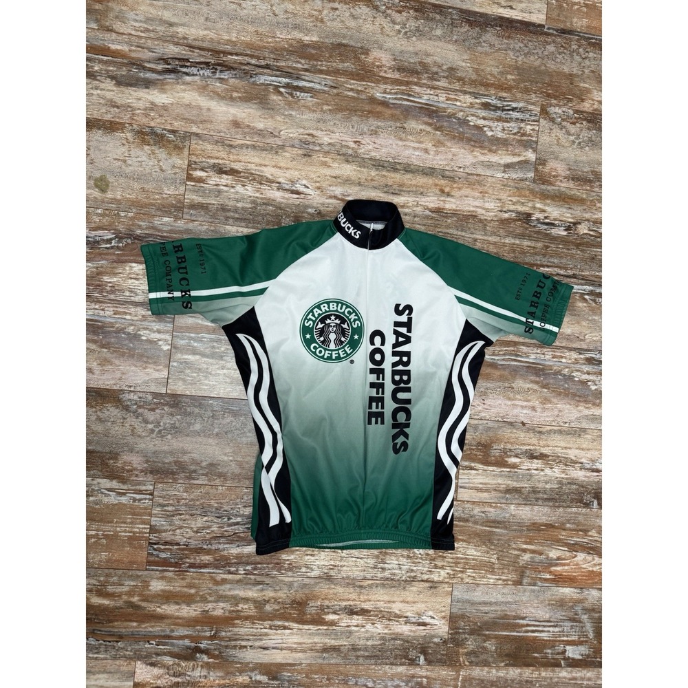 Starbucks Coffee Cycling Jersey Size Medium 3/4 Zip VOM Apparel